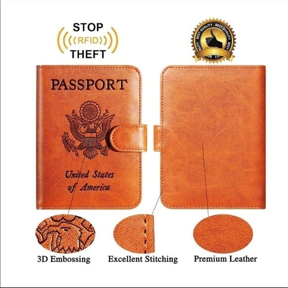 Passport Holder Cover Wallet RFID Blocking Leather Travel Accessories - Picture 5 of 9